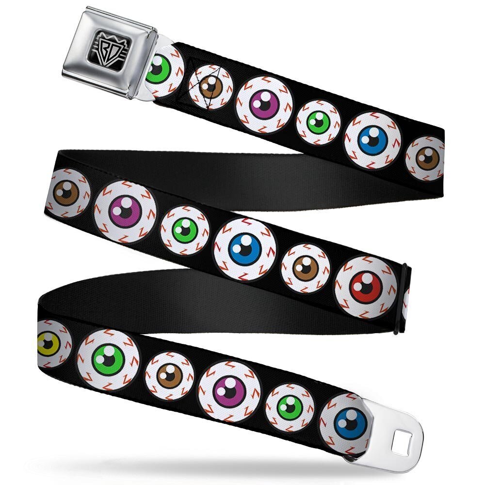 7168 Seatbelt Belt - Eyeballs Black/Multi Color - 1.5" Wide - 32-52 Inches
